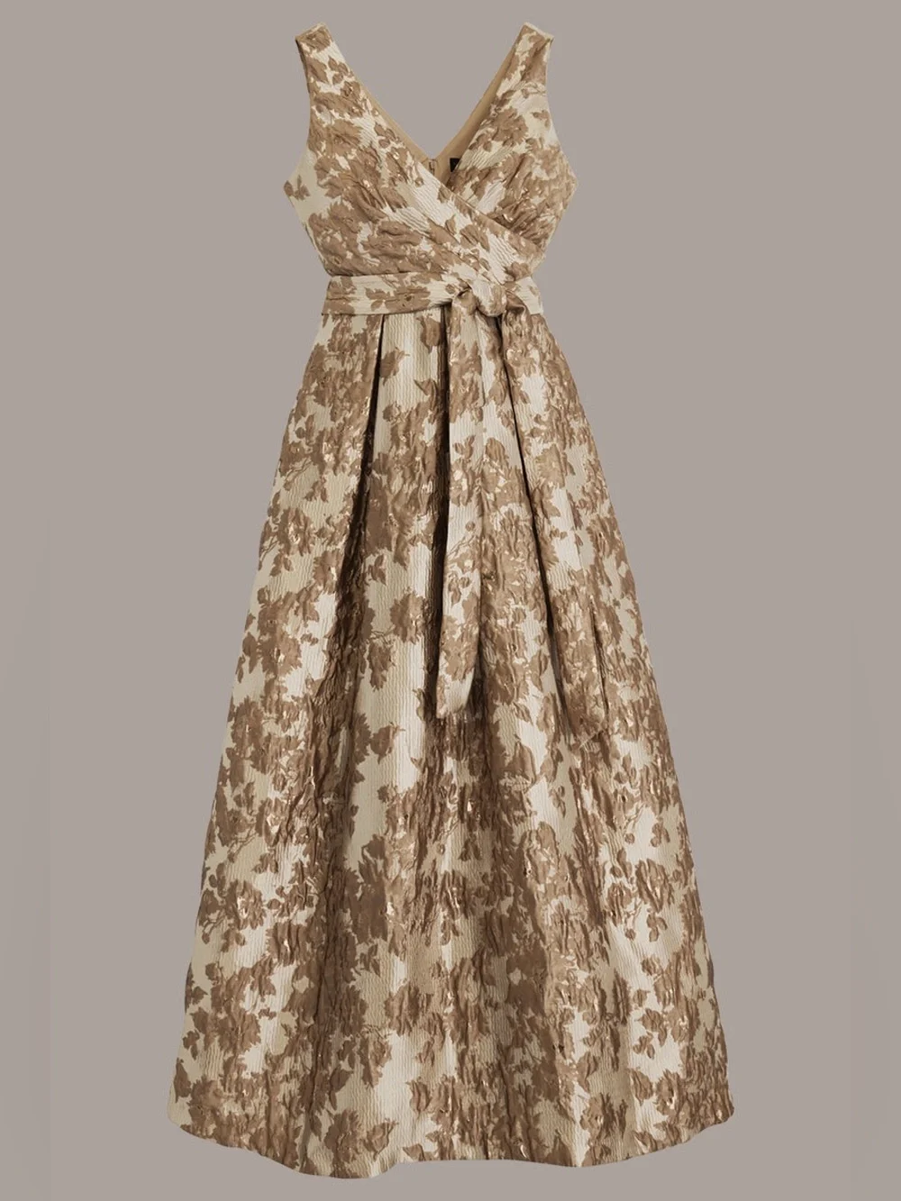 NEW Donna Karan New York Metallic Brocade Sleeveless Wrap Ball Gown Size 8 - Picture 15 of 17
